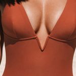 Cupshe Burnt Orange Plunging V-Wire Cross Back Cheeky One Piece Swimsuit Size L Photo 2