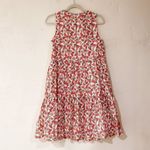 J Crew Cotton Tiered A Line Dress in Watermelon White Pink Size 4 White Photo 1