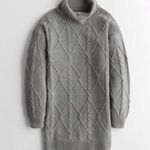 Hollister  Eclectic Cable Knit Turtleneck Sweater Dress Grey Women Large Photo 0