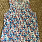 Kenar  Red White Blue Sail Boat Nautical Print Linen Tank Top Size S Photo 5