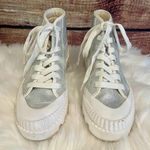 Dolce Vita Ociana High Top Sneakers Shoes Silver Shimmer Glitter White 7.5 EUC Photo 0