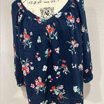st. john's bay  Navy Floral Blouse Photo 0