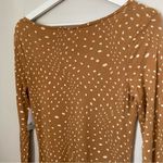 BP Dress Long Sleeve Print Knit Tan Warpy Dot Mini Casual White Neutral Photo 5
