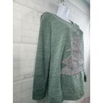 Women's Christmas Tree Long Sleeve‎ Tshirt Green Silver Small Holiday Top Photo 1