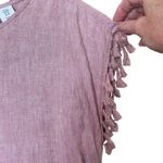 Blanc Antibes  Linen Pink Fringe Sleeve Dress Size Medium Photo 2