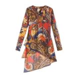 Chico's  Paisley Asymmetrical Lace Up Blouse Top Sz XL Multicolor Bohemian Hippie Photo 1