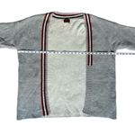POL Oversized Gray Open Front Cardigan w/ Green & Red Stripe Trim Sz Medium Photo 6