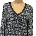 Anne Klein  Black White Rayon Spandex Lightweight Long Sleeve V Neck Dress Large Photo 2