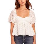 Amanda Uprichard NWT! Tomasina Puff Sleeve Babydoll Top in Cirrus - Size Small Photo 0