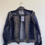 NWT Adore Denim Jacket W/Sheer & Gold Animal Print NWOT Sz S Blue bbz Photo 1