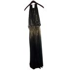 MSK Gold Metallic Pleated Blouson Gown Grecian Long Dress Size 12 NWT Photo 7