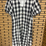 Loft Black And White Plaid Button Front Dress Size 0 Photo 0