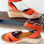 Franco Sarto  Red and Orange, coral summer Sandals with Espadrille Sole size 8 Photo 2