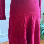Sandro  Red Knit Long Sleeve Holiday Midi Dress Christmas size Medium Photo 2