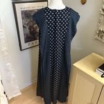 Theory ‎ V-Neck Ruffle Midi Silk Dress Geometric Print Midi Size Large Photo 5