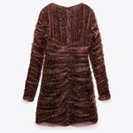ZARA NEW DRAPED TULLE DRESS SNAKESKIN PRINT V NECK MINI DRAPED WOMENS SIZE M Photo 3