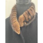 Vintage 100% Cashmere Coat Size M 1960s Black Long Brown Fur Collar Size M Photo 4