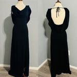 ZARA Bloggers Fav Black Prom Elegant Open Back Fluid Neck Knit Maxi Dress Sz L Photo 3