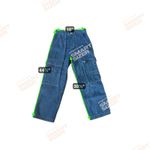 ZARA  Women Dark Wash Denim Cargo Pants High Rise Utility Pockets Photo 4