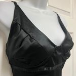 MNDSUDHG Black Satin Backless V-Neck Bodysuit Photo 5