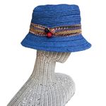 Giovannio Hat Blue Raffia Bucket Hat Blue Photo 0