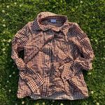 Ecru Pink Brown Houndstooth Button-Down Blouse Photo 0