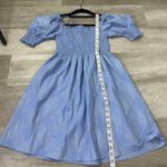 Hill House Athena Mini Smocked dress in blue metallic plaid size XS Photo 7
