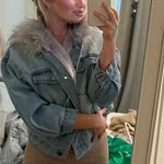 Denim Fur Jacket Blue Photo 3