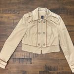 White House | Black Market Womens Sz 4 Cropped Tan Jacket Military Band Zip NWT Photo 7