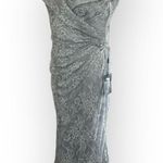 La Femme NWT Special Occasion Mother of the Bride Gray Lace Column Gown, Size 14 Photo 4