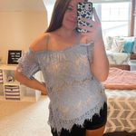 Blue Rain Off The Shoulder Lace Blouse Photo 0