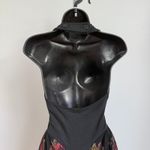 VTG Karen Alexander Black Floral Halter Dress Ruched Tulip Hem Sleeveless sz 10 Photo 7