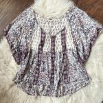 Free People Ivory V-Neck Butterfly Sleeve Floral Top Photo 0