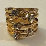 Gold tone rhinestone wide band ring Photo 8