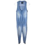 MONROW Women’s XS Denim Chambray Jumpsuit Pants Sleeveless Blue Photo 2