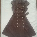 Calvin Klein Sleeveless Trench Dress – Brown Belted Double Breasted A-Line Photo 0