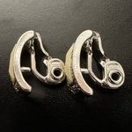 JJG (Jonette) Clip Earrings, Ivory Acrylic Swirl, Ornate ST Trapezoid Vintage Silver Photo 1