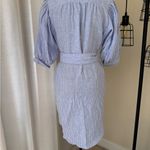 Ralph Lauren POLO Linen Shirt Dress Blue Striped Waist Tie 0 Casual Beachy Photo 5