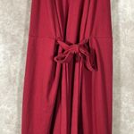 SheIn  Midi Berry Red V-Neck Tank Dress Front Tie | Size Medium Photo 2