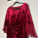Connected Apparel Connected Velvet Dress Side Tab Ruched 3/4 Sleeve Size 16 Knee Length Sheath Photo 2