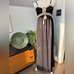 1. State Black Maxi Dress w/ Spaghetti Straps Empire Waist &‎ Cream Crochet Trim size XS Photo 2