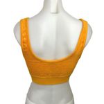 ZARA  Yellow Ribbed Knit Scoop Neck Stretch Pullover Activewear Sports Bra XS/S Photo 1