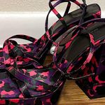 ZARA Square toe Block Heels Platform Floral Sandals Photo 11