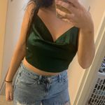 Zaful Green Satin Crop Top Photo 0