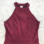 Altar'd State ALTAR"D STATE Burgundy Faux Suede Halter Mini Dress Size Small Sleeveless Fall Photo 3