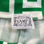 Vamp Pants Womens XL Green White Vintage High Rise Geometric Wide Leg Trendy Photo 2