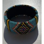 Vintage Handmade Navajo Indian Beaded Bracelet White Blue Red Yellow Sz 7.5” Photo 2