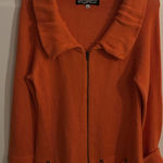 Windridge Cheryl Nash Orange Knit Zipper Front Cardigan Sweater Women M Size M Photo 0