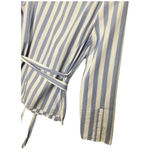 ZARA Off Wide Shoulder Striped Wrap Belted Waist Cotton Top Blouse Blue White XS Photo 9