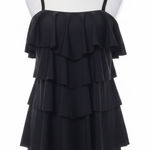 Fit 4 U Swimsuit 10 Black Tiered Ruffle Swimdress Shorts Modest Neutral Minimal Photo 0
